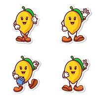 set vector cute cartoon character of yellow lemon isolated