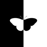 mariposa forma en contraste color, negro blanco, lata utilizar para fondo de pantalla, cubrir, decoración florido, ornamento, fondo, envase, tela, textil, moda, teja, alfombra patrón, etc. vector