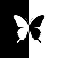 mariposa forma en contraste color, negro blanco, lata utilizar para fondo de pantalla, cubrir, decoración florido, ornamento, fondo, envase, tela, textil, moda, teja, alfombra patrón, etc. vector