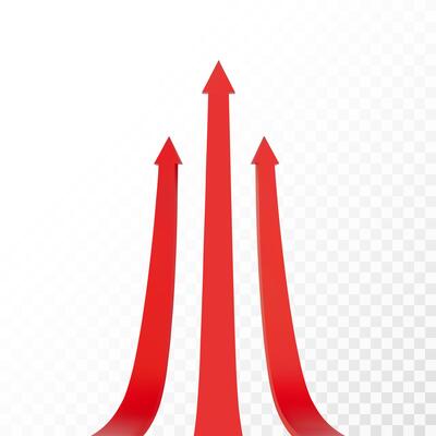 Realistic 3d Detailed Red Arrow. Vector illustration for your graphic design. Eps 10