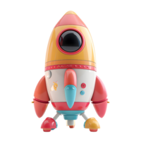 AI generated colorful cute 3d space rocket png