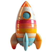 AI generated colorful cute 3d spaceship png