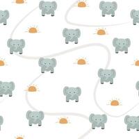 Vector hand drawn seamless pattern with cute cartoon animal for background