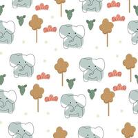 Vector hand drawn seamless pattern with cute cartoon animal for background