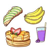 Vector hand drawn breakfast food collection illustration