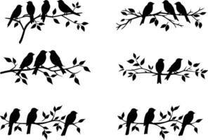 Silhouette Tree Branch Bird Vector Stock Image