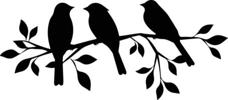 Silhouette Tree Branch Bird Vector Stock Image