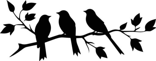 Silhouette Tree Branch Bird Vector Stock Image