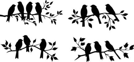 Silhouette Tree Branch Bird Vector Stock Image