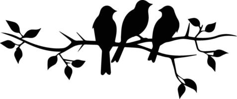 Silhouette Tree Branch Bird Vector Stock Image