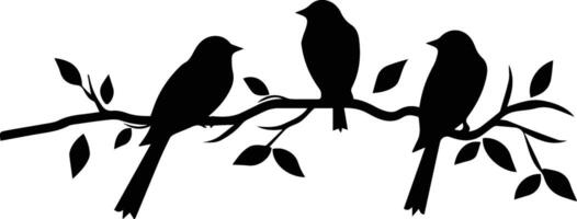 Silhouette Tree Branch Bird Vector Stock Image