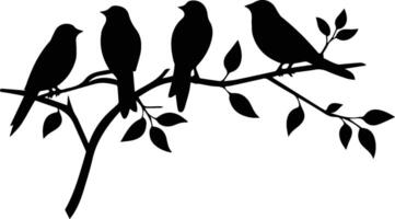 Silhouette Tree Branch Bird Vector Stock Image