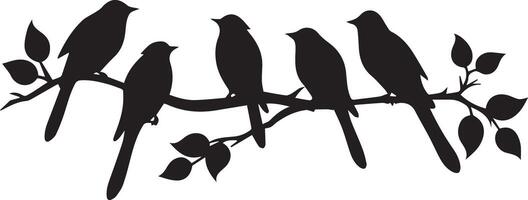 Silhouette Tree Branch Bird Vector Stock Image