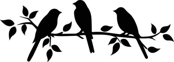 Silhouette Tree Branch Bird Vector Stock Image