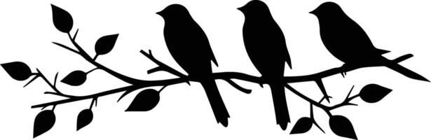 Silhouette Tree Branch Bird Vector Stock Image