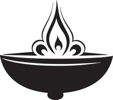 Black And White Diya Vector Image