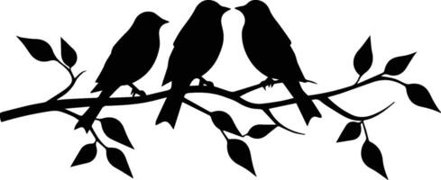 Silhouette Tree Branch Bird Vector Stock Image