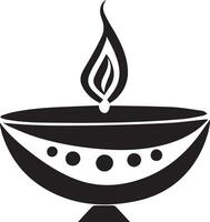 Black And White Diya Vector Image