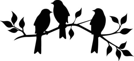 Silhouette Tree Branch Bird Vector Stock Image