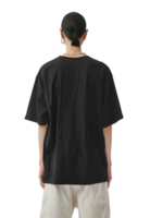 AI generated Rear view asian man earing Black Tshirt for mockup png