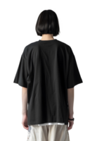 ai generiert zurück Aussicht schwarz T-Shirt Attrappe, Lehrmodell, Simulation png