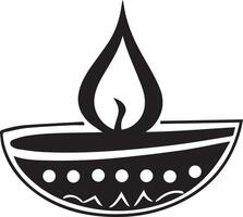 Black And White Diya Vector Image