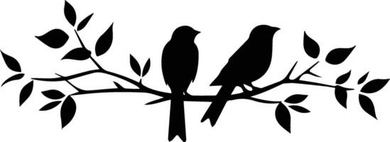 Silhouette Tree Branch Bird Vector Stock Image