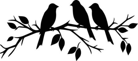 Silhouette Tree Branch Bird Vector Stock Image