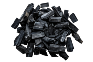 AI generated Top view pieces of black coal isolated on transparent background png