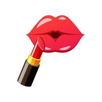 paint your lips with red lipstick vector isolated on white background.