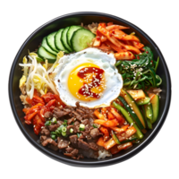 ai gerado bibimbap, japonês Comida em uma transparente fundo png