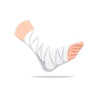 The foot is bandaged with a tight bandage vector isolated on white background.