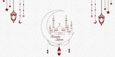 Ramadan Kareem Islamic background with Hanging Islamic lanterns and decorations. vector