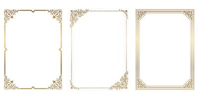 Set of vintage golden frames and borders decorative ornament vector antique Decorative vintage borders and frames set