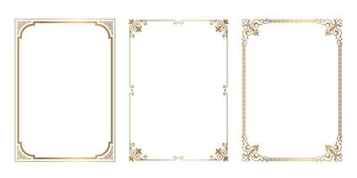 Set of vintage golden frames and borders decorative ornament vector antique Decorative vintage borders and frames set