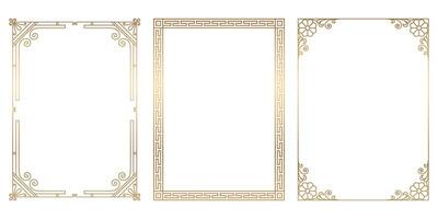 Set of vintage golden frames and borders decorative ornament vector antique Decorative vintage borders and frames set