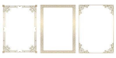 Set of vintage golden frames and borders decorative ornament vector antique Decorative vintage borders and frames set