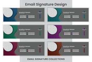 Creative Email Signature Design 6 Colors email Signature Set. vector