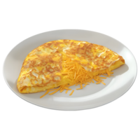 ai gegenereerd 3d renderen van een omelet ei in een bord Aan transparant achtergrond - ai gegenereerd png