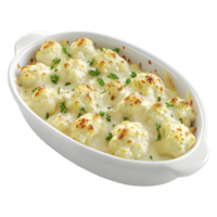 AI generated 3D Rendering of a Cauliflower Cheese in a Bowl on Transparent Background - Ai Generated png