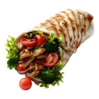 ai généré 3d le rendu de une chaud grillé Viande emballage ou shawarma sur transparent Contexte - ai généré png