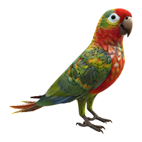 ai gegenereerd 3d renderen van een kleurrijk papegaai Aan transparant achtergrond - ai gegenereerd png