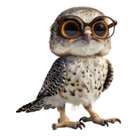 ai généré 3d le rendu de une hibou portant des lunettes sur transparent Contexte - ai généré png