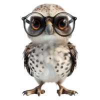 ai généré 3d le rendu de une hibou portant des lunettes sur transparent Contexte - ai généré png