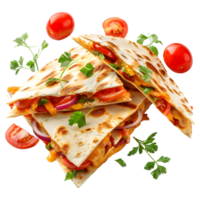 ai gerado 3d Renderização do uma pilha do quesadillas em transparente fundo - ai gerado png