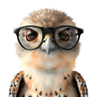 AI generated 3D Rendering of a Owl Wearing Glasses on Transparent Background - Ai Generated png
