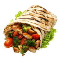 ai genererad 3d tolkning av en varm grillad kött slå in eller shawarma på transparent bakgrund - ai genererad png