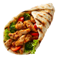 ai generato 3d interpretazione di un' caldo grigliato carne avvolgere o shawarma su trasparente sfondo - ai generato png