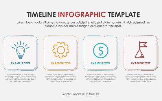 Timeline infographic template. 4 Step timeline journey, calendar Flat simple infographics design template. presentation graph. Business concept with 4 options, vector illustration.