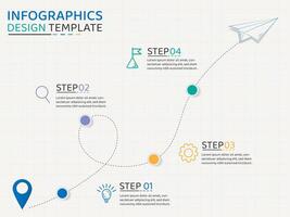 Timeline infographic template. 4 Step timeline journey, calendar Flat simple infographics design template. presentation graph. Business concept with 4 options, vector illustration.